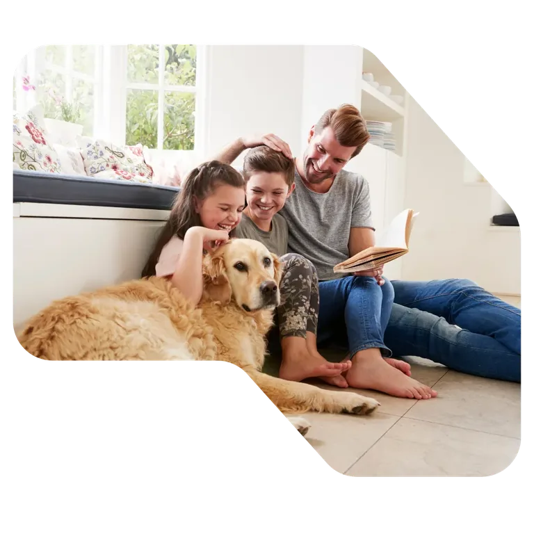 Illustration of a family celebrating moving into their first home